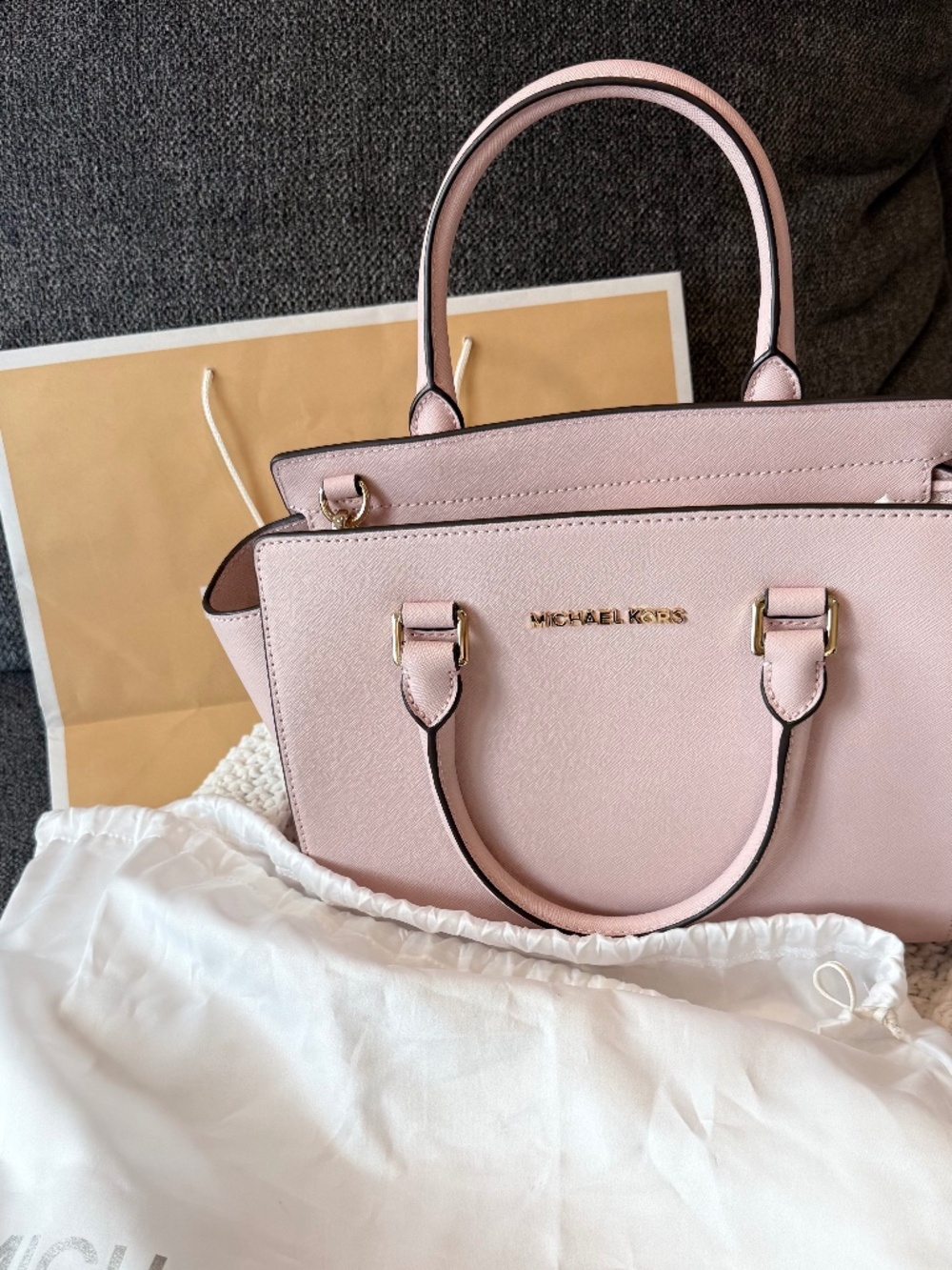 Michael Kors Medium Saffiano Leather Crossbody hand bag in Pink color